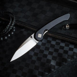Ocaso Seaton Mini Linerlock - Satin AUS-10A Blade, Black PVD Coated Stainless Handle by Ocaso