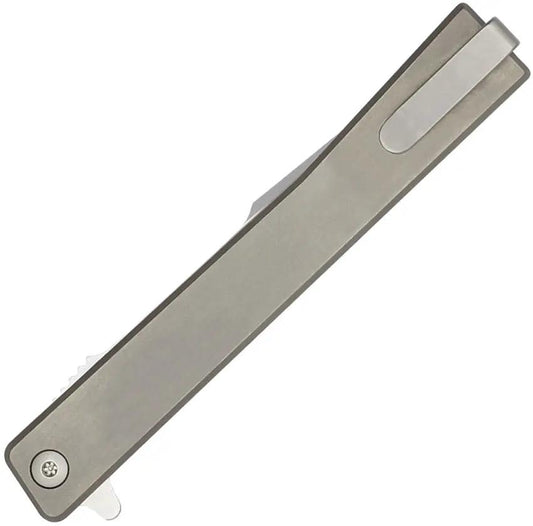 Ocaso Solstice Linerlock Ti Harp 9HTS - Satin S35VN Harpoon Blade And Gray Titanium Handle by Ocaso