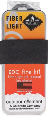 Outdoor Element Fiber Light EDC Kit - Natural Fiber Fire Tinder, Mini Ferro Rod, Striker And Whistle In Survival Tin by Outdoor Element