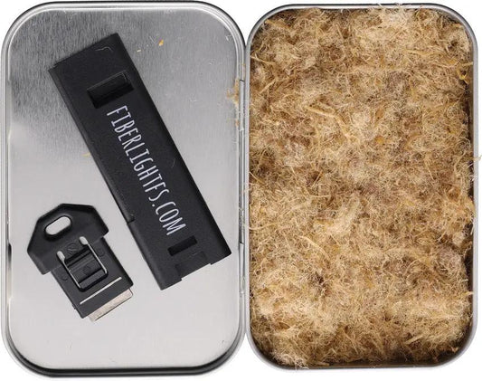 Outdoor Element Fiber Light Fire Kit FIBERFK - Compact Survival Tin With Natural Fiber Tinder, Ferro Rod And Whistle by Outdoor Element