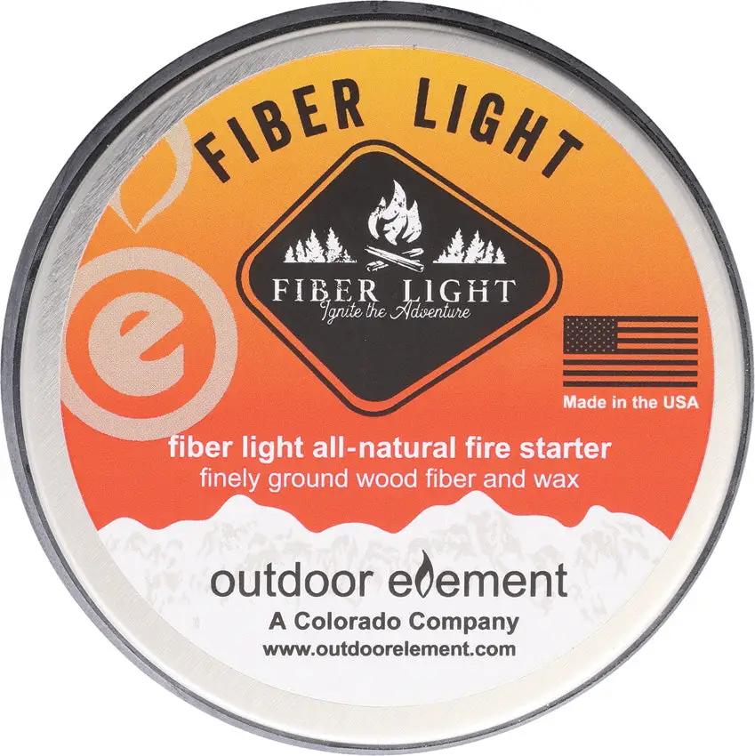 Outdoor Element Fiber Light Original Round Tin - Easy To Ignite Natural Fiber Tinder For 10 To 30 Fires Per Tin by Outdoor Element