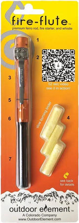 Outdoor Element Fire Flute FFW - Ferro Rod Fire Starter With Water Tight Storage And Tinder Tab by Outdoor Element