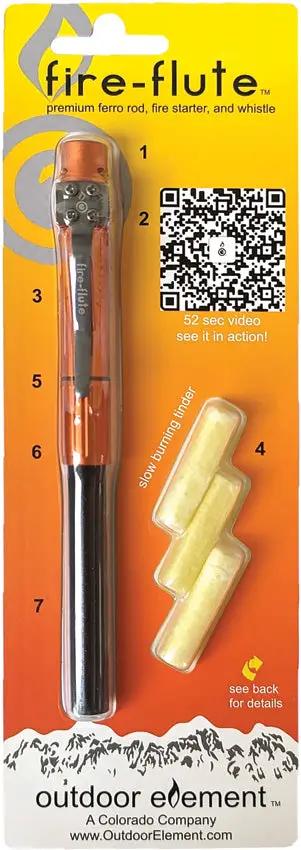 Outdoor Element Fire Flute FFW - Ferro Rod Fire Starter With Water Tight Storage And Tinder Tab by Outdoor Element