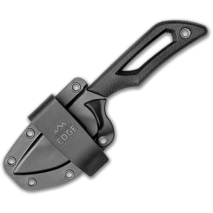 Outdoor Edge Pivot Fixed Blade Knife 8Cr13MoV Blackstone Coated With Rotating Sheath Clip For Outdoor Enthusiasts by Outdoor Edge