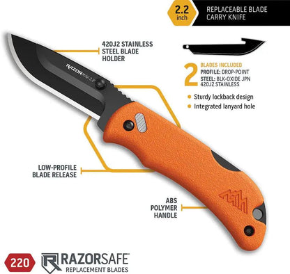 Outdoor Edge Razor Mini Lockback Knife Orange For Campers And Hikers With Replaceable Blades by Outdoor Edge