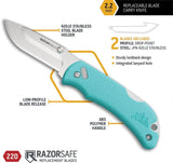 Outdoor Edge Razor Mini Lockback Teal EDC Knife With 3 Inch Closed Length 2 Inch Satin Blade And Replaceable 220 Blades by Outdoor Edge