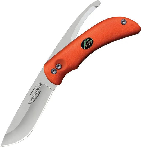 Outdoor Edge Swingblade Knife SZ20N Interchangeable AUS8 Blades Skinner Guthook Blaze Orange Kraton Handle For Hunters by Outdoor Edge