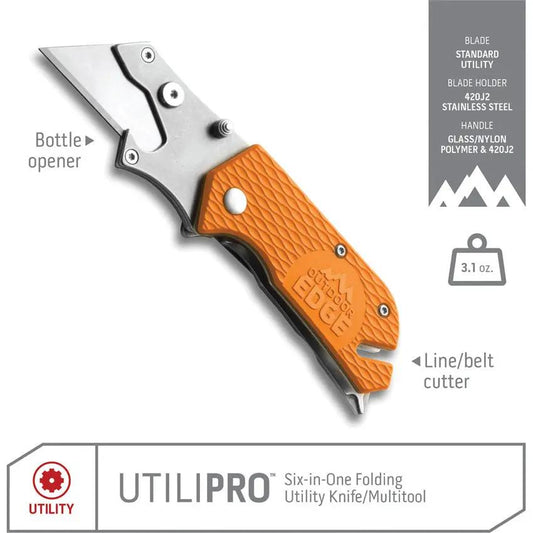 Outdoor Edge UtiliPro Utility Framelock Folding Knife UPB10C - Versatile Belt Cutter and All-In-One Utility Tool by Outdoor Edge