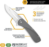 Outdoor Edge Razor VX1 Linerlock Auto Knife - 3 Replaceable 420J2 Blades With Aluminum Handle For Outdoor Enthusiasts by Outdoor Edge