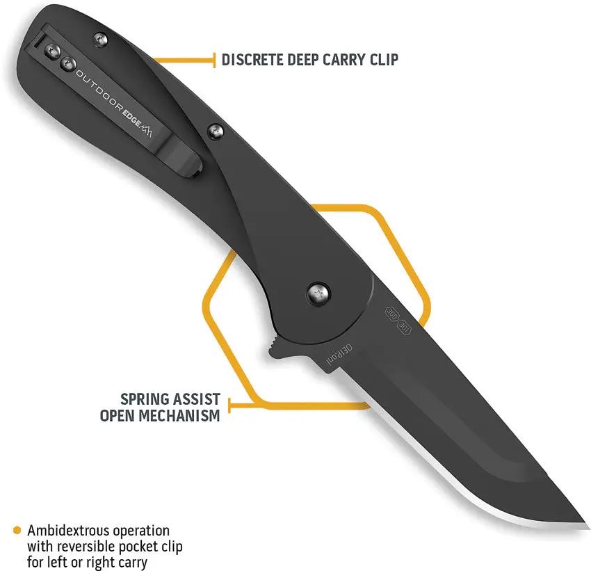 Outdoor Edge Razor VX1 Linerlock AO Knife With Assisted Opening 3in Blade 4.25in Closed Black Handle For Outdoorsmen by Outdoor Edge