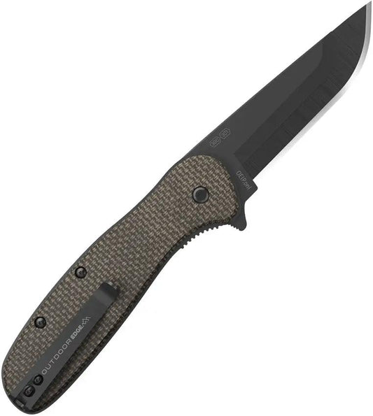 Outdoor Edge Razor VX2 Linerlock EDC Knife Burlap Micarta Handle - Quick Blade Changes And Dual Blade Kit by Outdoor Edge