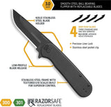Outdoor Edge Razor VX3 Linerlock Assisted Opening Knife - 4 Replaceable Blades For Outdoorsmen by Outdoor Edge