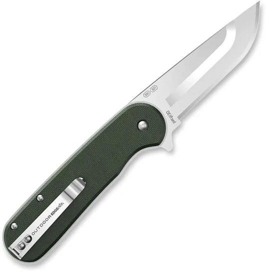 Outdoor Edge Razor VX3 Linerlock Assisted Opening Folding Knife For Outdoor Enthusiasts Green Canvas Micarta Handle by Outdoor Edge