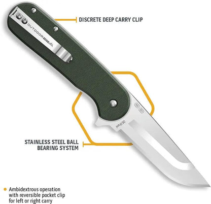 Outdoor Edge Razor VX3 Linerlock Assisted Opening Folding Knife For Outdoor Enthusiasts Green Canvas Micarta Handle by Outdoor Edge