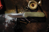 Outdoor Edge Razor VX3 Linerlock Assisted Opening Folding Knife For Outdoor Enthusiasts Green Canvas Micarta Handle by Outdoor Edge