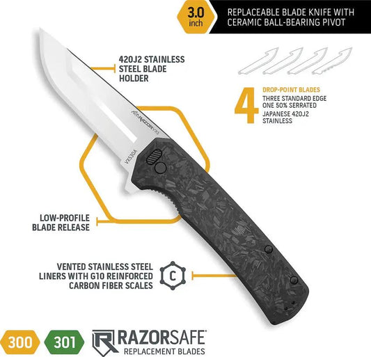Outdoor Edge Razor VX5 Linerlock Assisted Opening Folding Knife For EDC Enthusiasts With Carbon Fiber G10 Handle by Outdoor Edge