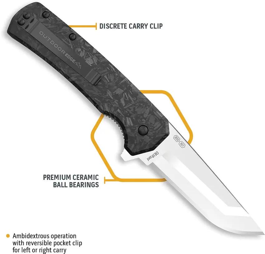 Outdoor Edge Razor VX5 Linerlock Assisted Opening Folding Knife For EDC Enthusiasts With Carbon Fiber G10 Handle by Outdoor Edge