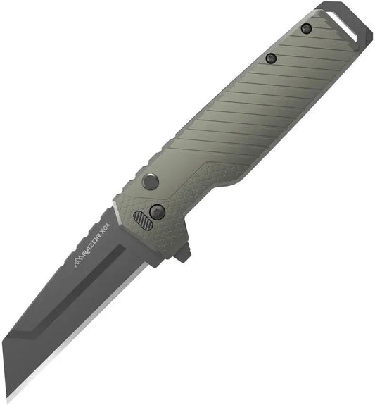 Outdoor Edge Razor XD4 Button Lock Survival Knife Kit With 4.63 Inch Closed 3 Inch 420J2 Blade Green Aluminum Handle by Outdoor Edge
