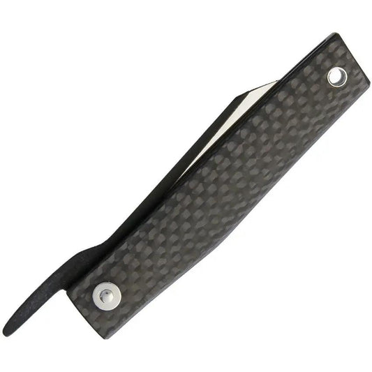 Ohta Knives FK7 Folder - 4.5 Inch Closed, Carbon Fiber Handle, D2 Tool Steel Blade, Extended Tang, Leather Sleeve by Ohta Knives