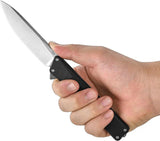 Oknife Aion Linerlock Black G10 - 4.5 Inch Closed, 3.5 Inch 14C28N Sandvik Drop Point Blade by Oknife