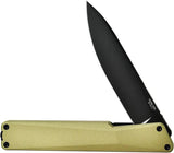 Oknife AION Liner Lock Olive Green - Nitro V Black PVD Coated Drop Point Blade With Matte Gold Aluminum Handle by Oknife