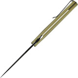 Oknife AION Liner Lock Olive Green - Nitro V Black PVD Coated Drop Point Blade With Matte Gold Aluminum Handle by Oknife