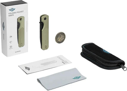 Oknife Duron Framelock Green Duron OG - Three Point Five Inch Nitro V Blade PVD Coated Aluminum Handle by Oknife