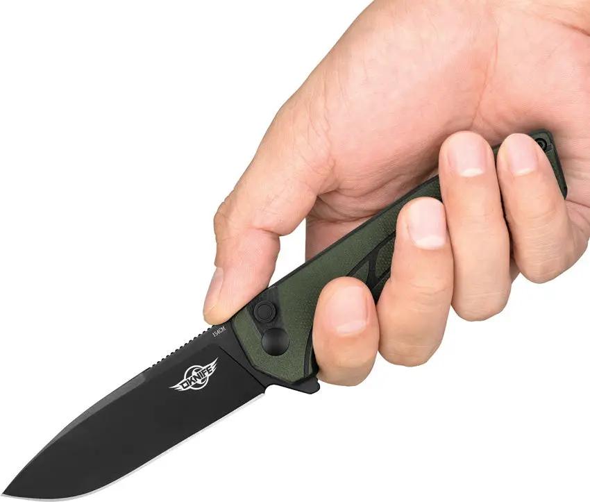 OKnife Mettle Button Lock OD MettleODG - Durable 154CM Stainless Blade With Olive Drab G10 Handle by OKnife