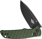 Oknife Rubato 3 Rail Lock Knife - Black PVD 154CM Drop Point Blade With OD Green Aluminum Handle by Oknife