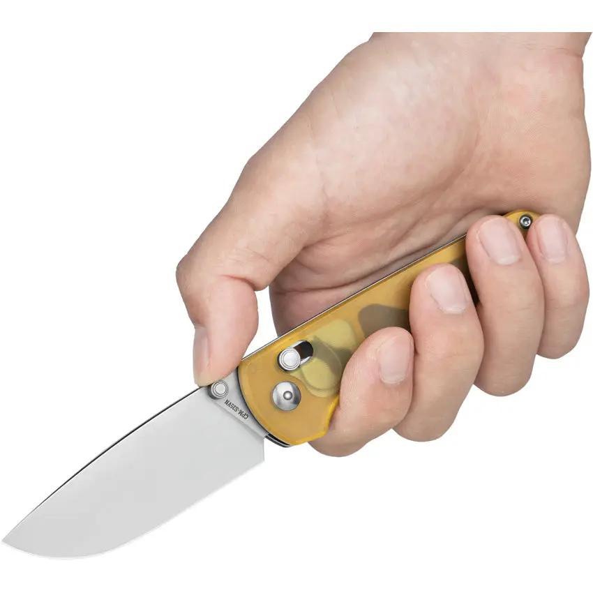 Oknife Rubato 4 Rail Lock - PEI Handle, 3 Inch Satin S35VN Blade, 4 Inch Closed, Thumb Stud, Pocket Clip by Oknife