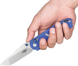 Oknife Rubato Rail Lock Knife - Satin 154CM Blade With Blue G10 Handle And Pocket Clip by Oknife