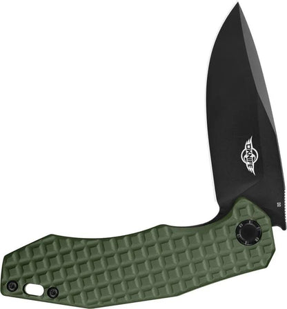 Oknife Spurdog Linerlock OD Green Aluminum Handle D2 Tool Steel Blade - Durable EDC Knife With Pocket Clip by Oknife