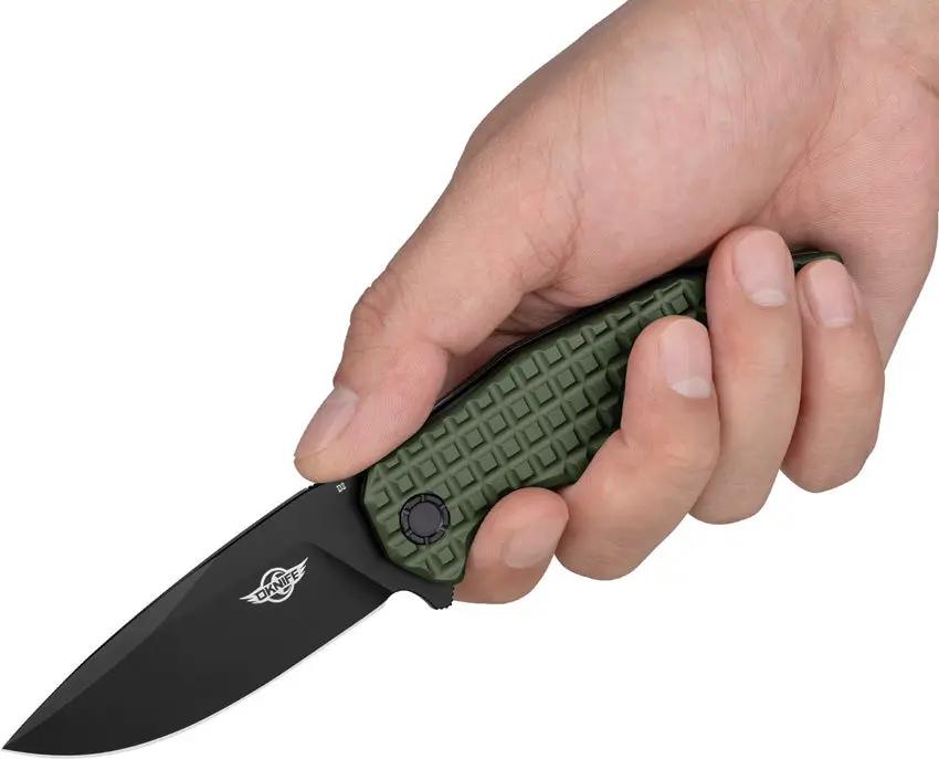 Oknife Spurdog Linerlock OD Green Aluminum Handle D2 Tool Steel Blade - Durable EDC Knife With Pocket Clip by Oknife