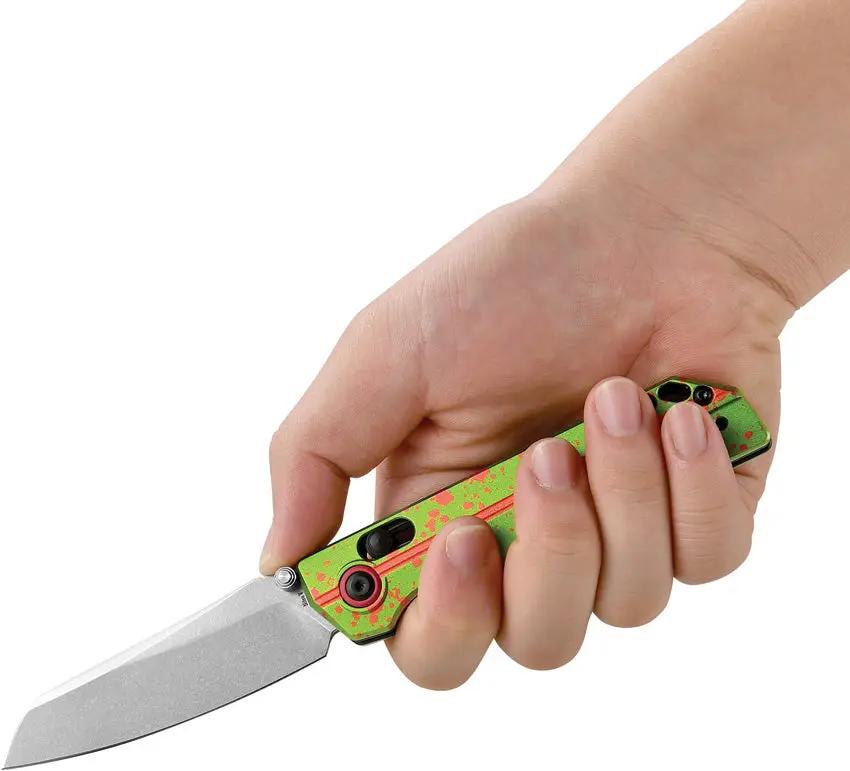 Oknife XEN Rail Lock Zombie Green - Nitro V Steel Sheepsfoot Blade Aluminum Handle Ken Onion Design by Oknife