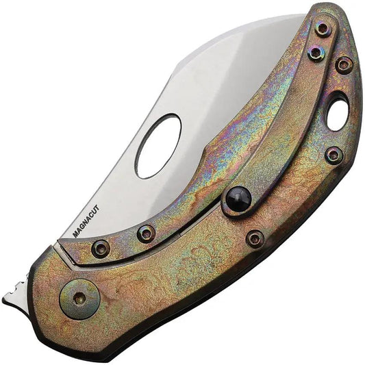 Olamic Cutlery Busker Framelock Arctic Storm - MagnaCut Satin Blade Carbon Fiber Handle Acid Rain Titanium Back by Olamic Cutlery