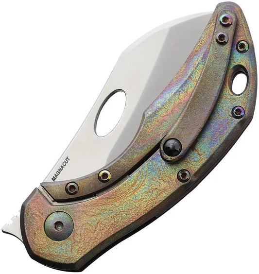 Olamic Cutlery Busker Framelock Mars Valley MagnaCut Blade - Carbon Fiber Handle With Titanium Back And Zippered Case by Olamic Cutlery