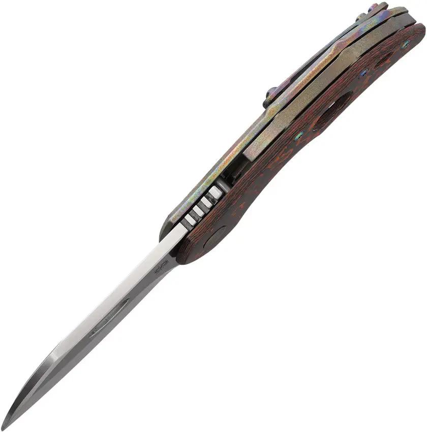 Olamic Cutlery Busker Framelock Mars Valley MagnaCut Blade - Carbon Fiber Handle With Titanium Back And Zippered Case by Olamic Cutlery