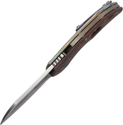 Olamic Cutlery Busker Framelock Mars Valley MagnaCut Blade - Carbon Fiber Handle With Titanium Back And Zippered Case by Olamic Cutlery