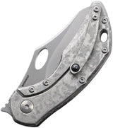 Olamic Cutlery Busker Framelock Semper CF BCFSE794 - Satin MagnaCut Blade With Carbon Fiber And Titanium Back Handle by Olamic Cutlery