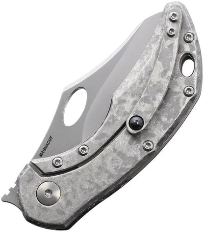 Olamic Cutlery Busker Framelock Semper CF BCFSE794 - Satin MagnaCut Blade With Carbon Fiber And Titanium Back Handle by Olamic Cutlery