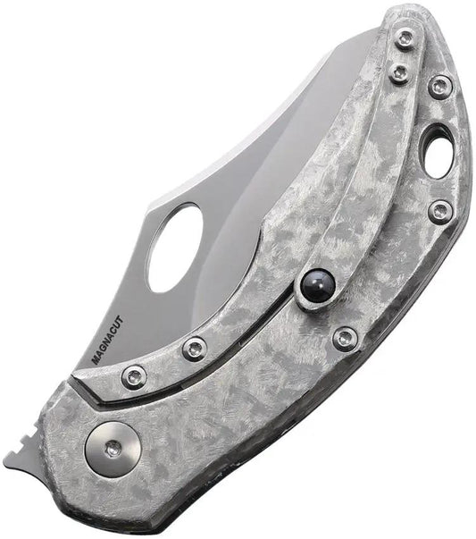 Olamic Cutlery Busker Framelock Semper CF BCFSE794 - Satin MagnaCut Blade With Carbon Fiber And Titanium Back Handle by Olamic Cutlery