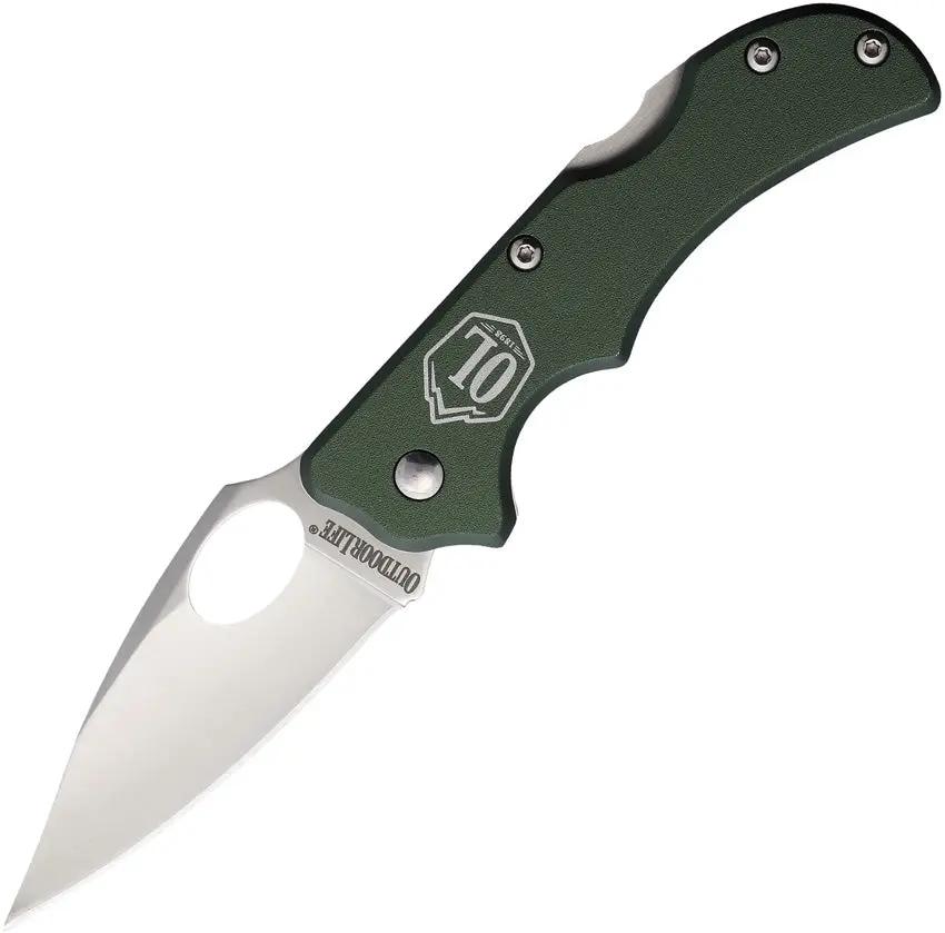 Outdoor Life Summit Lockback - Green Aluminum Handle, Satin Stainless Blade, Pocket Clip by Outdoor Life