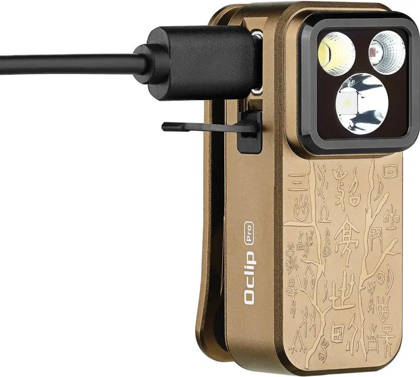 Olight Oclip Pro Clip Light - Rechargeable USB C EDC With White And Red LEDs And 120 Meter Beam by Olight