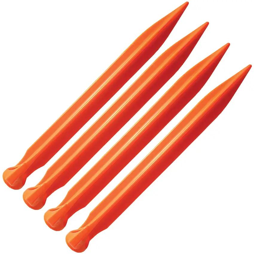 Ontario Camp Plus Stakes - 9 Inch Orange Cycoloy Camping Stakes Pack of 4 for Quick Setup and Durable Ground Holds by Ontario