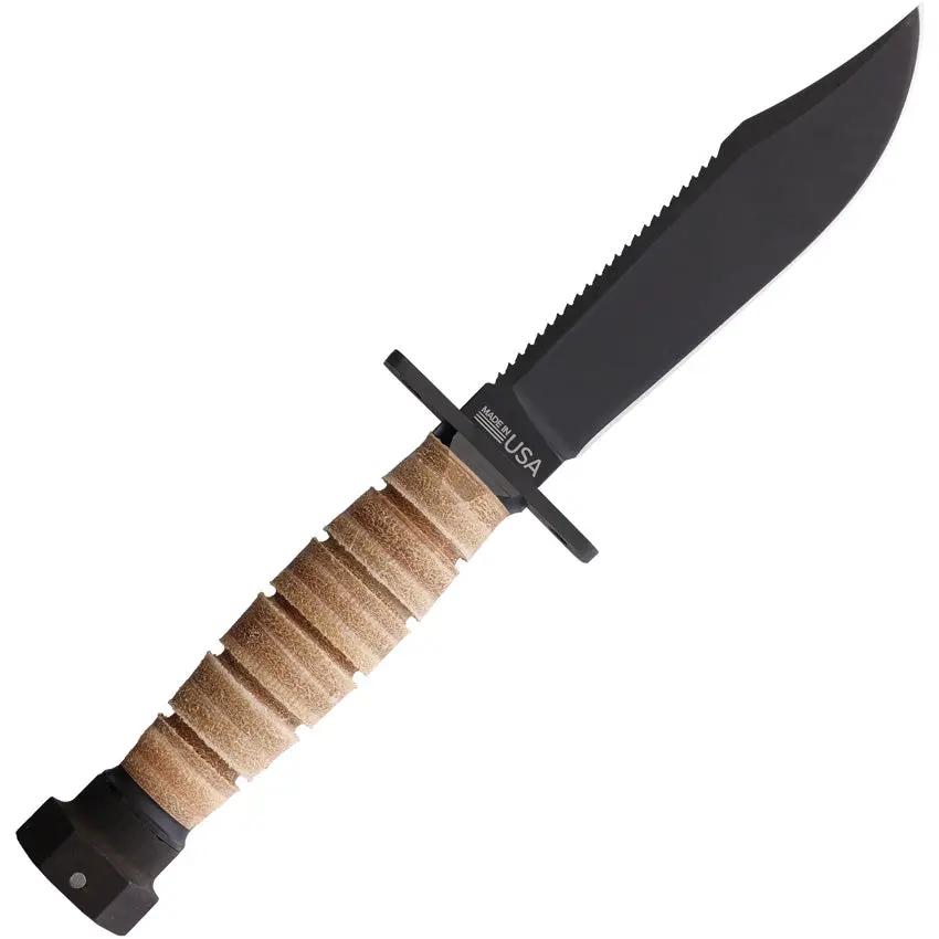 Ontario Air Force One Survival Knife 9.75 Inch Bowie Blade - Durable Leather Handle For Outdoor Survivalists by Ontario