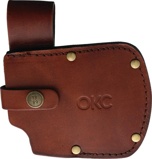 Ontario Camp Plus Hatchet 4230 - Durable 12 Inch Full Tang Carbon Steel Head With Micarta Handle And Leather Belt Sheath by Ontario
