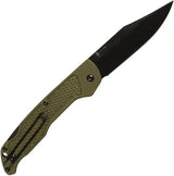 Ontario Camp Plus EDC Lockback Knife - 3.38in Clip Point Blade, OD Green Nylon Handle, Rugged for Campers by Ontario
