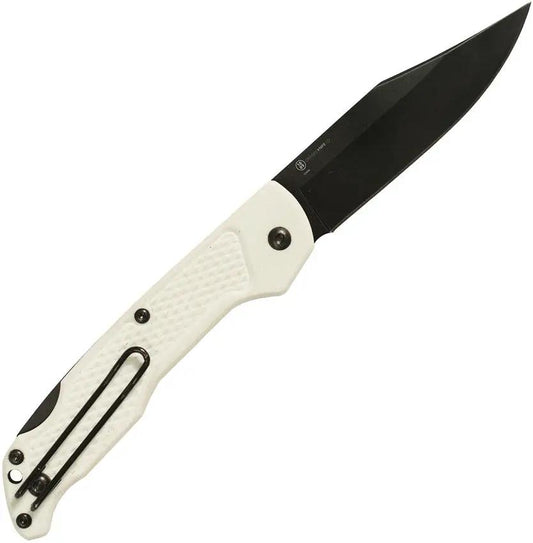Ontario Camp Plus EDC Lockback Knife 4315WHTC - Compact Folding Knife With 3.38-Inch Clip-Point Blade by Ontario