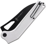 Ontario Camp Plus EDC Linerlock Knife - 4.5 Inch Cleaver Blade With White GFN Handle For Campers by Ontario