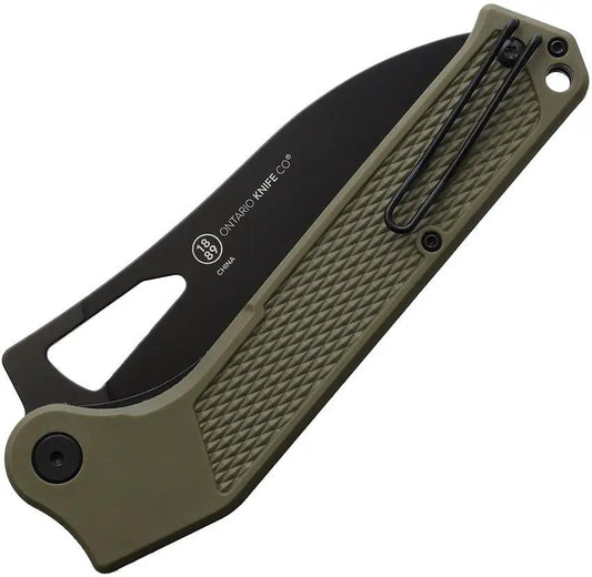 Ontario Camp Plus EDC Linerlock Knife OD Green - Rugged Outdoor EDC Knife With 4.5 Inch Cleaver Blade by Ontario